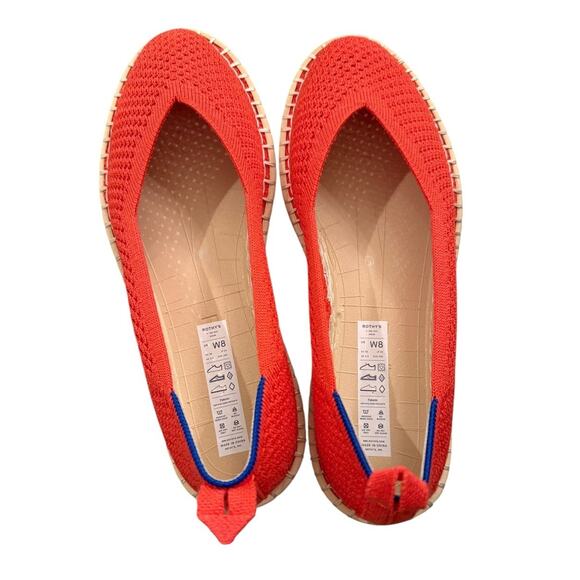 NEW Rothy’s The Espadrille Red Hot Jute Cushion Slip On Knit Flat Comfort Size 8 - Picture 9 of 12
